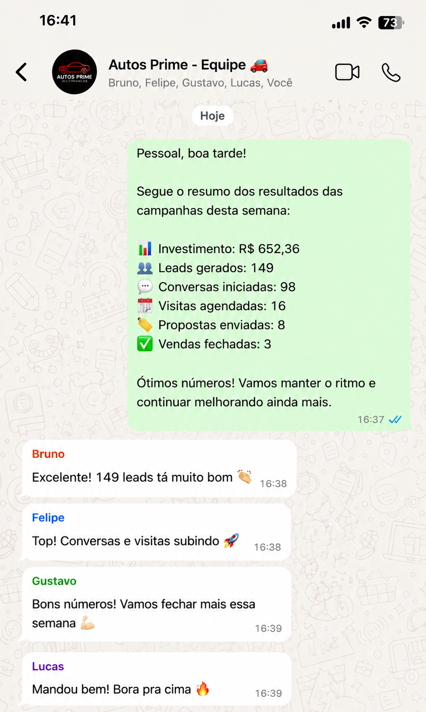 Print de resultado no WhatsApp