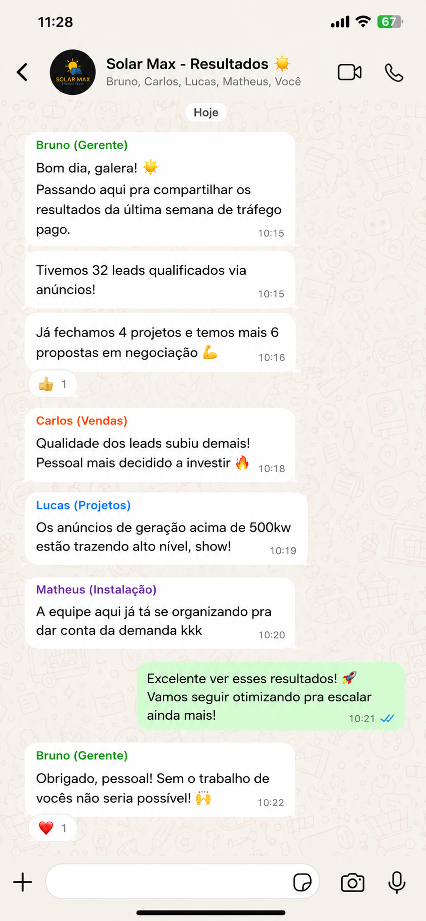 Print de resultado no WhatsApp