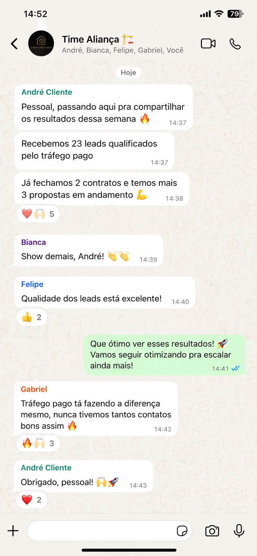 Print de resultado no WhatsApp